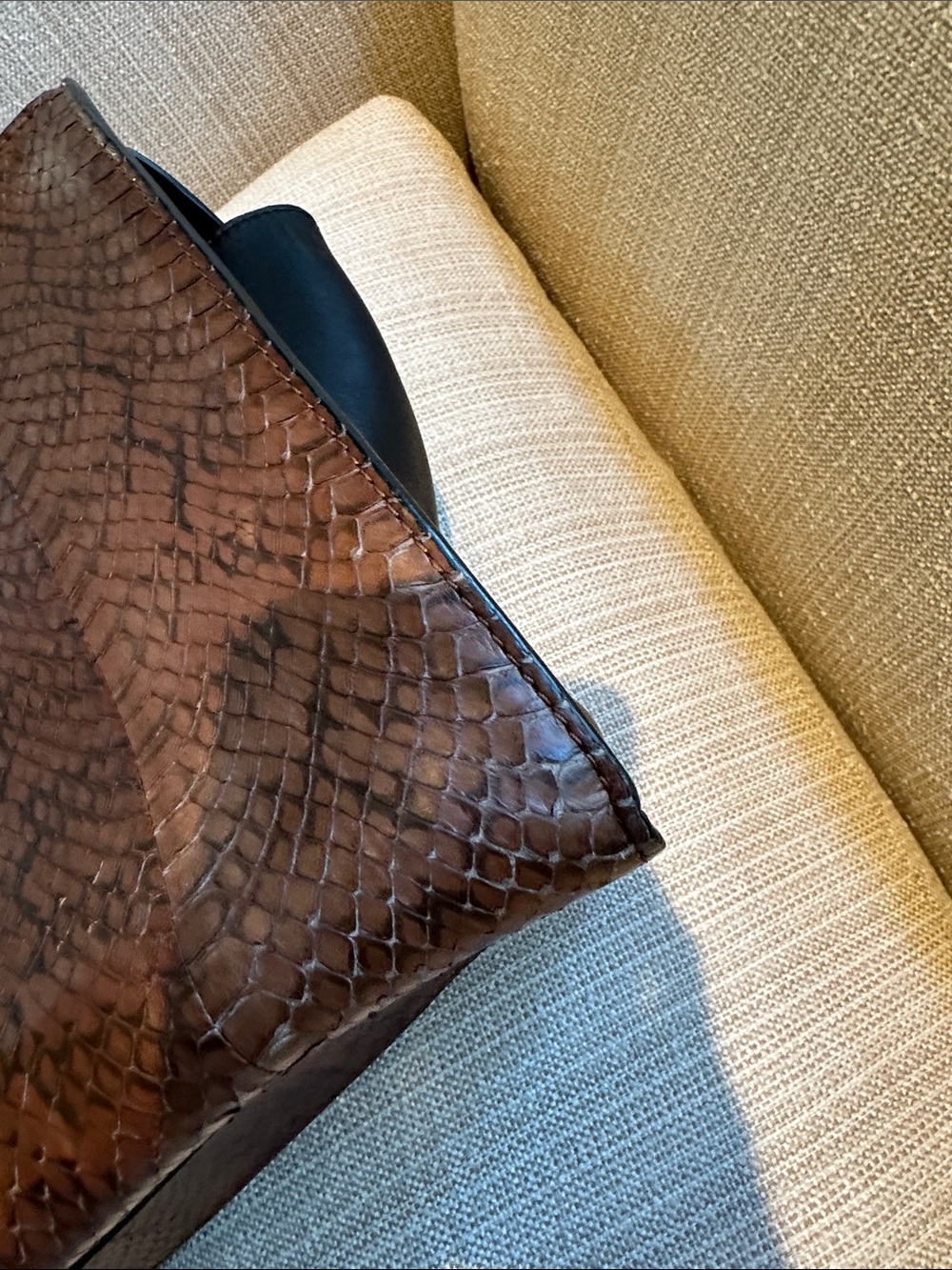 Celine Brown Python Leather Trapeze Bag Brown & Black w/dustbag - Picture 13 of 14